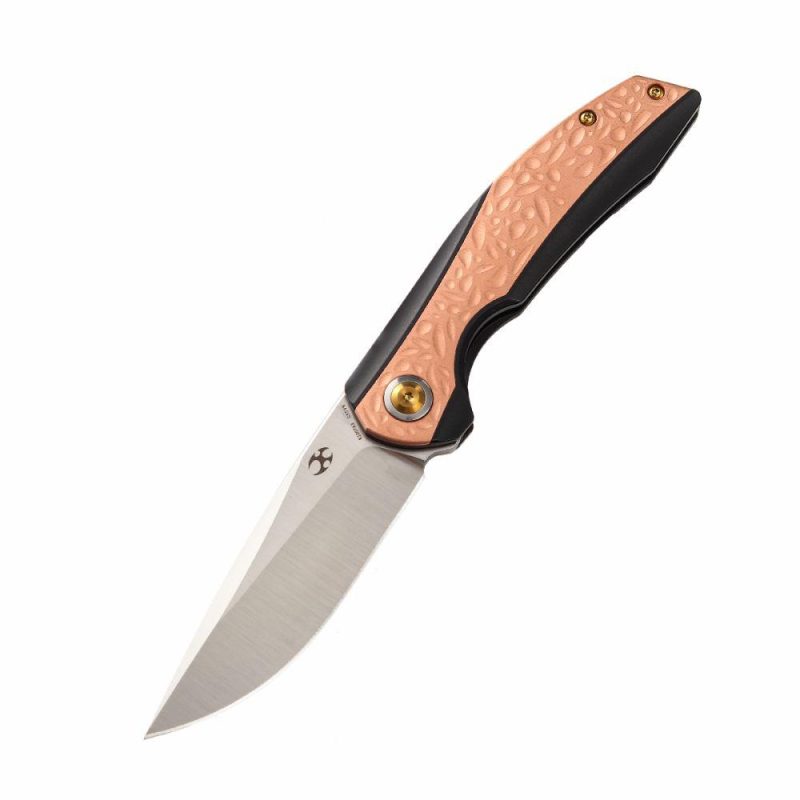 Accipiter Flipper Knife Copper+ Titanium Handle (3.5” CPM-S35VN Blade)Kim Ning Design -K1007A3 Black And Copper | Folding Pocket Knives