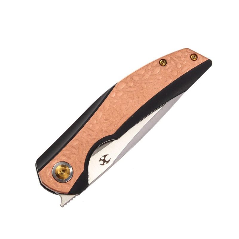 Accipiter Flipper Knife Copper+ Titanium Handle (3.5” CPM-S35VN Blade)Kim Ning Design -K1007A3 Black And Copper | Folding Pocket Knives