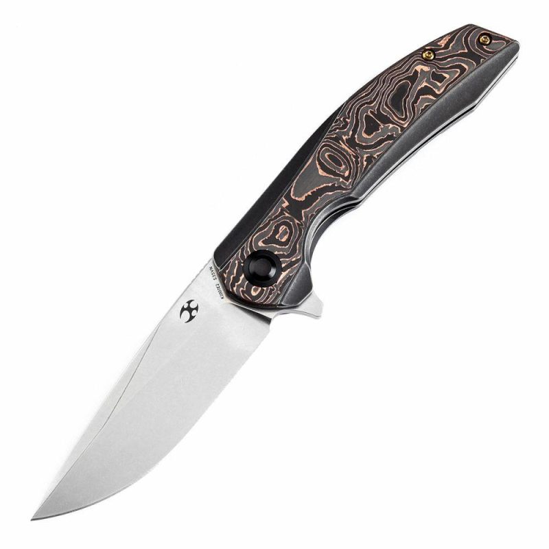 Accipiter Titanium and Copper Carbon Fiber Handle (3.50" CPM S35VN Blade) Kim Ning Design-K1007E2 Copper | Folding Pocket Knives