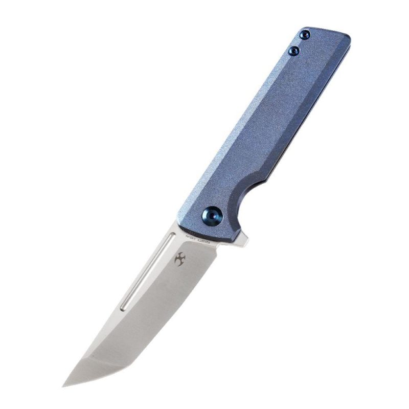 Anomaly Flipper Knife Blue Orange Peel Finish Titanium Handle (3.14”CPM-S35VN Blade) Dirk Pinkerton-K2038T3 Blue. Orange | Folding Pocket Knives