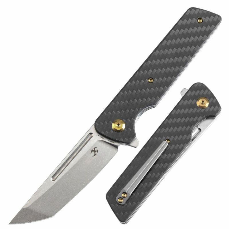 Anomaly Flipper Knife Carbon Fiber +G10 Handle (3.14”CPM S35VN Blade) Dirk Pinkerton-K2038T6 Black | Folding Pocket Knives