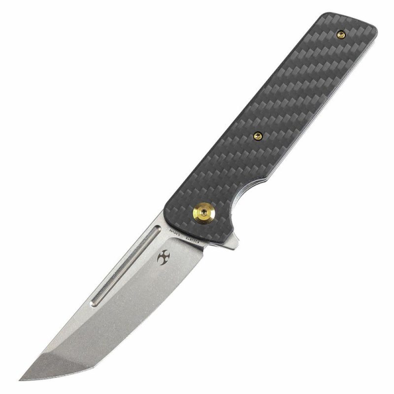 Anomaly Flipper Knife Carbon Fiber +G10 Handle (3.14”CPM S35VN Blade) Dirk Pinkerton-K2038T6 Black | Folding Pocket Knives