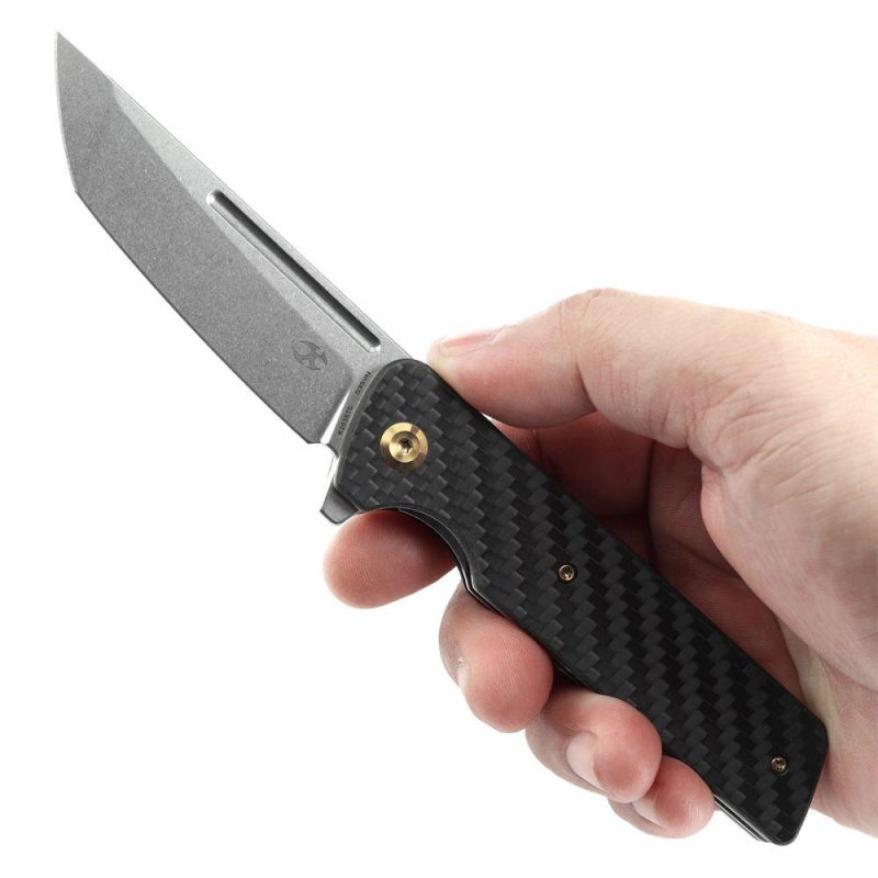 Anomaly Flipper Knife Carbon Fiber +G10 Handle (3.14”CPM S35VN Blade) Dirk Pinkerton-K2038T6 Black | Folding Pocket Knives