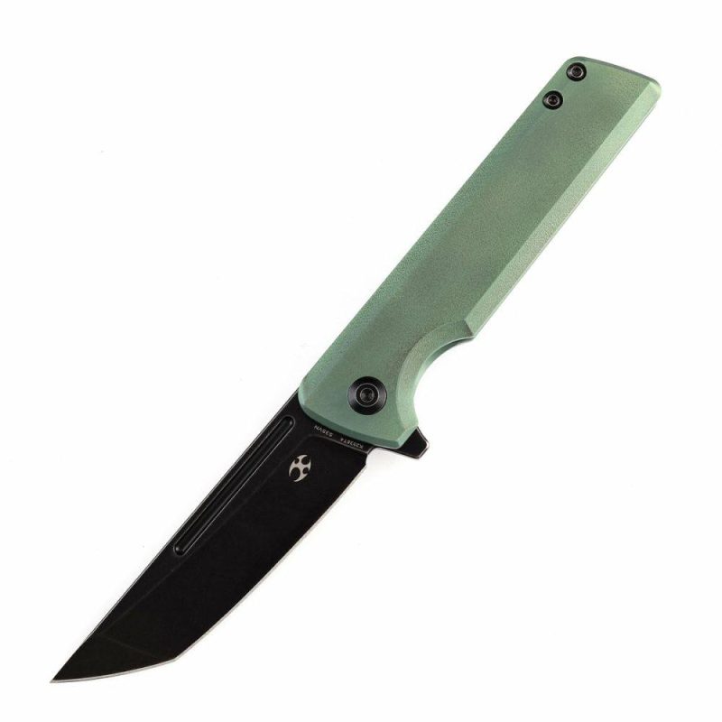 Anomaly Flipper Knife Green Orange Peel Finish Titanium Handle (3.14”CPM-S35VN Blade) Dirk Pinkerton-K2038T4 Green | Folding Pocket Knives