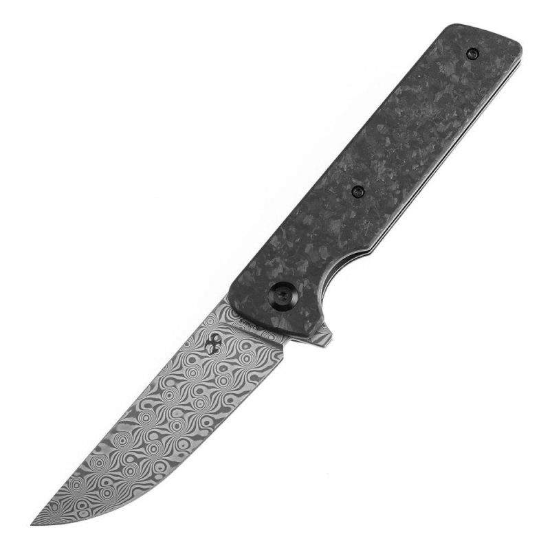 Anomaly Flipper Knife Shred Carbon Fiber Handle (3.14”Damascus Blade) Dirk Pinkerton-K2038A6 Black | Folding Pocket Knives