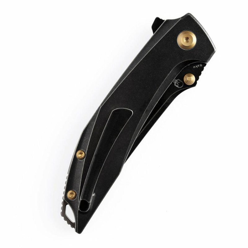 Baku Flipper/Thumb Hole Knife Titanium + Copper Carbon Fiber Inlay Handle (3.2” CPM-S35VN Blade) Sparrow Knife Co Design -K1056A1 Black | Folding Pocket Knives