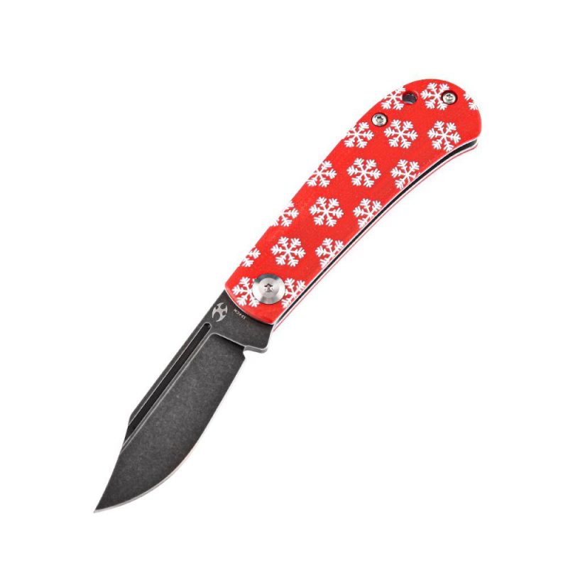 Bevy Slip Joint Knife Red G10 Snowflake Print Handle (2.9” 154CM Blade) Nick Swan Design-T2026SC Red | Folding Pocket Knives