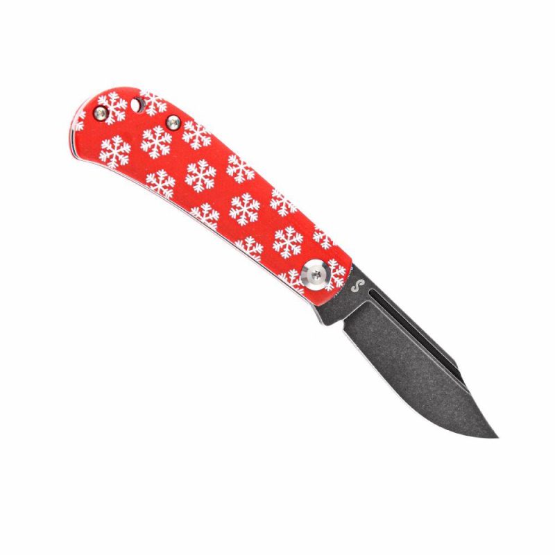 Bevy Slip Joint Knife Red G10 Snowflake Print Handle (2.9” 154CM Blade) Nick Swan Design-T2026SC Red | Folding Pocket Knives