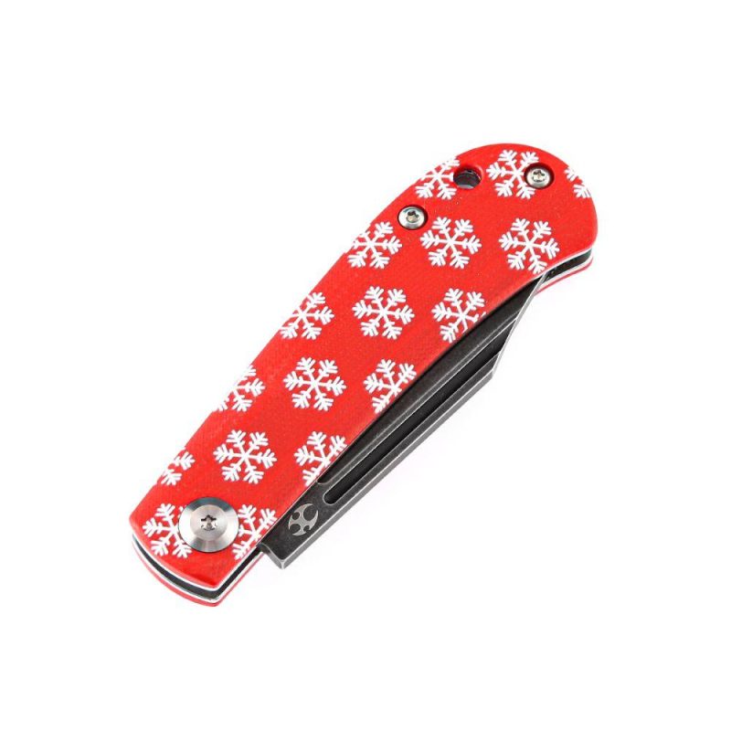 Bevy Slip Joint Knife Red G10 Snowflake Print Handle (2.9” 154CM Blade) Nick Swan Design-T2026SC Red | Folding Pocket Knives