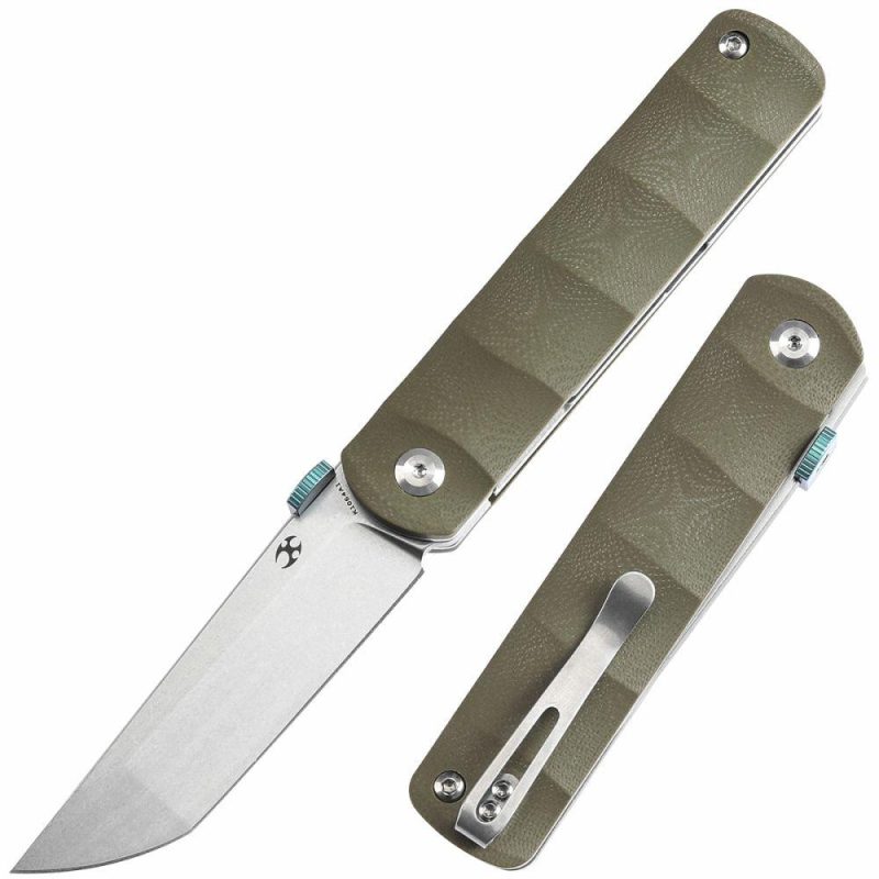 BTF Thumb Disc Knife Green G10 Handle (3.24” CPM-S35VN Blade)Rolf Helbig-K1064A1 Green | Folding Pocket Knives