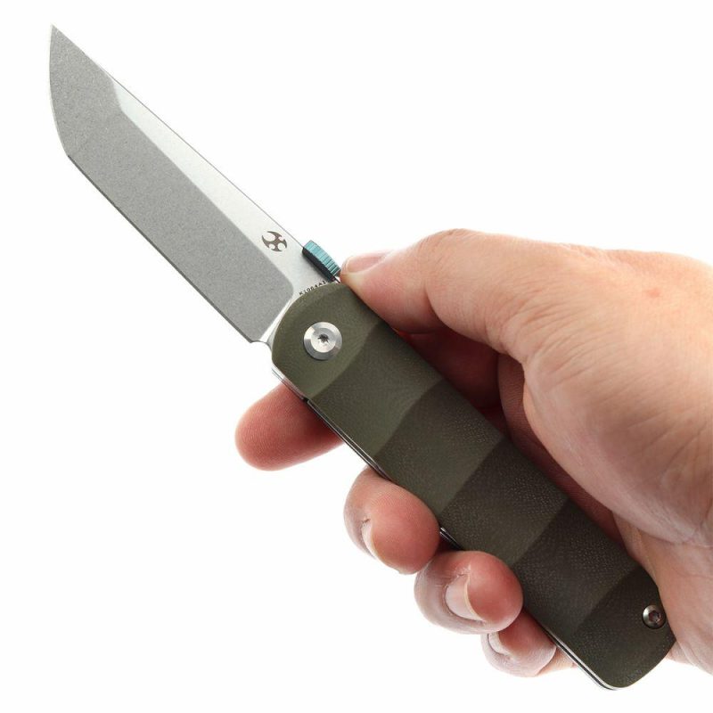 BTF Thumb Disc Knife Green G10 Handle (3.24” CPM-S35VN Blade)Rolf Helbig-K1064A1 Green | Folding Pocket Knives