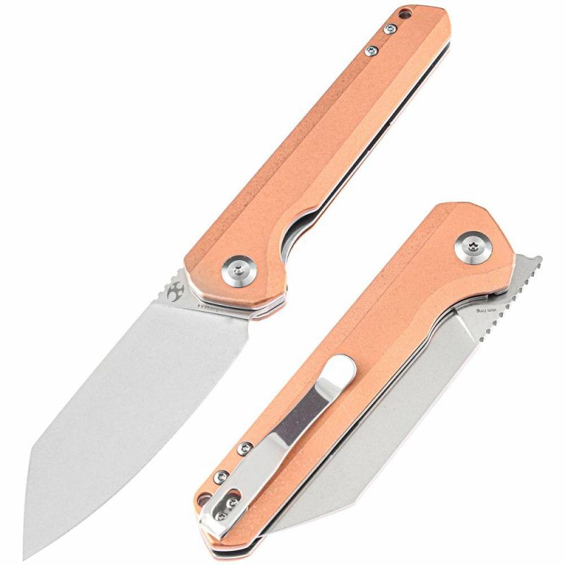 Bulldozer K1028B1 CPM-S35VN Blade Red Copper Handle with Kim Ning Design | Folding Pocket Knives