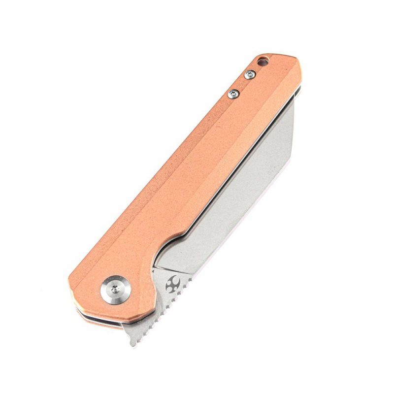 Bulldozer K1028B1 CPM-S35VN Blade Red Copper Handle with Kim Ning Design | Folding Pocket Knives