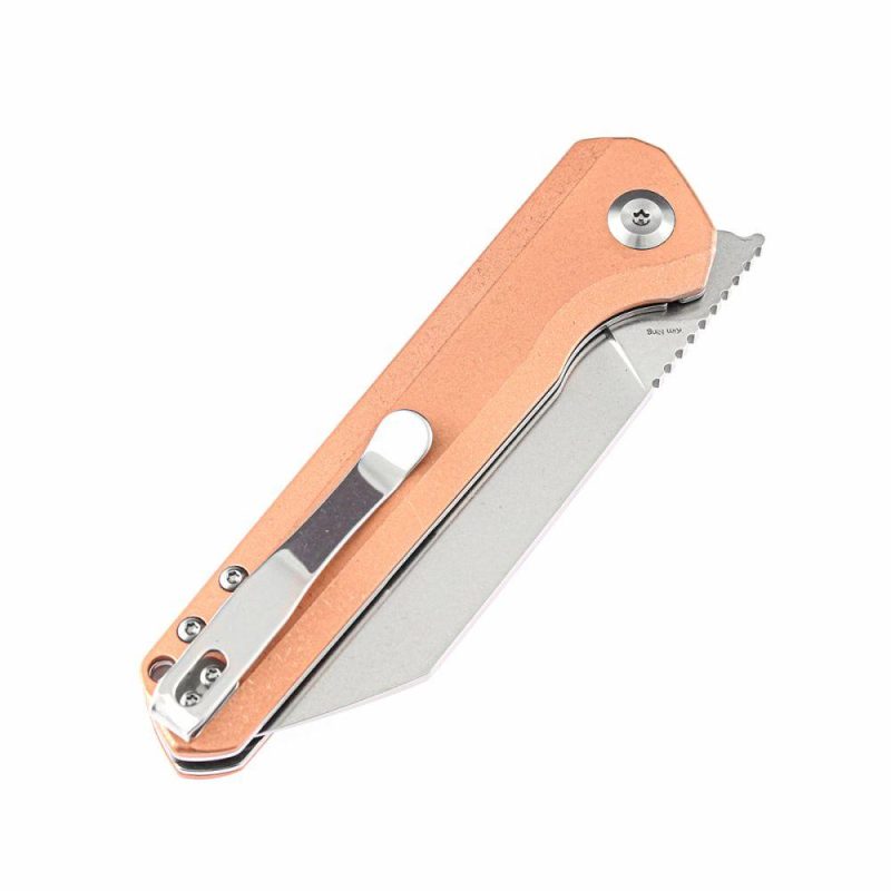 Bulldozer K1028B1 CPM-S35VN Blade Red Copper Handle with Kim Ning Design | Folding Pocket Knives