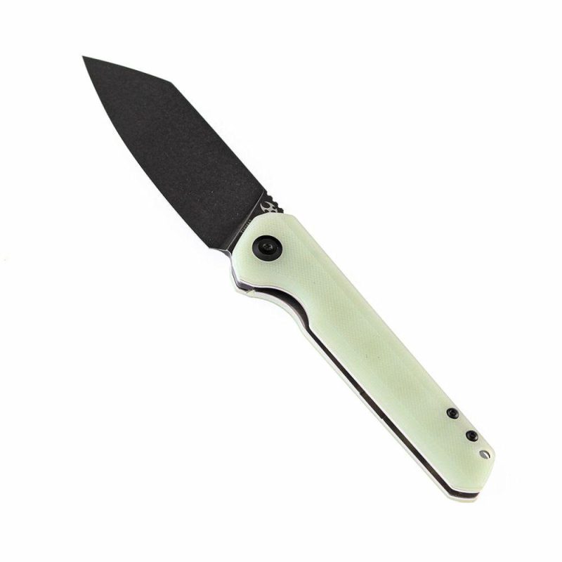 Bulldozer T1028A2 Jade G10 Handle Black TiCn Coated D2 Blade with Kim Ning Design | Folding Pocket Knives