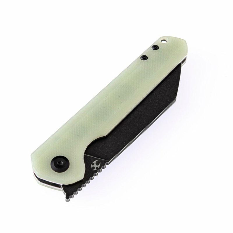 Bulldozer T1028A2 Jade G10 Handle Black TiCn Coated D2 Blade with Kim Ning Design | Folding Pocket Knives