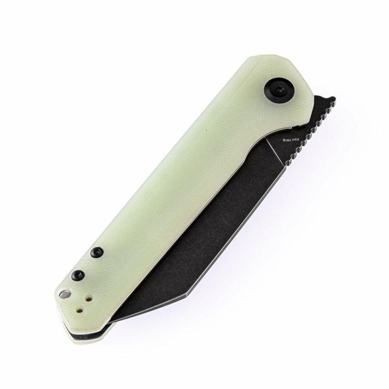 Bulldozer T1028A2 Jade G10 Handle Black TiCn Coated D2 Blade with Kim Ning Design | Folding Pocket Knives