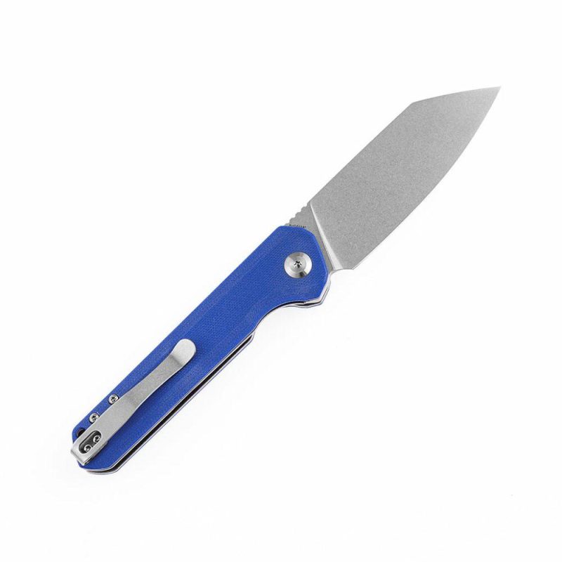 Bulldozer T1028A6 Blue G10 Handle Stonewashed D2 Blade with Kim Ning Design | Folding Pocket Knives