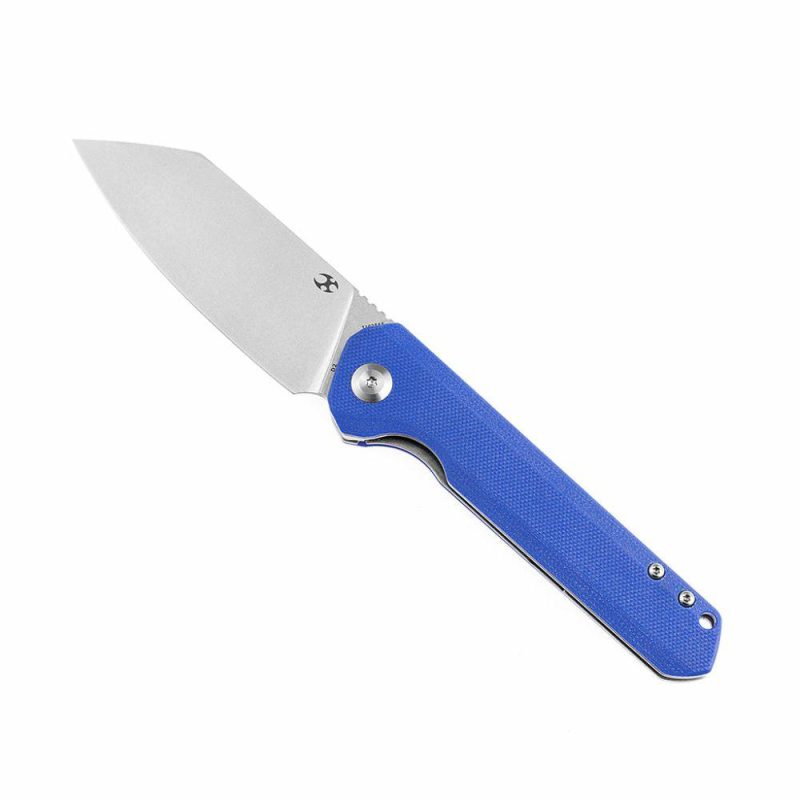 Bulldozer T1028A6 Blue G10 Handle Stonewashed D2 Blade with Kim Ning Design | Folding Pocket Knives