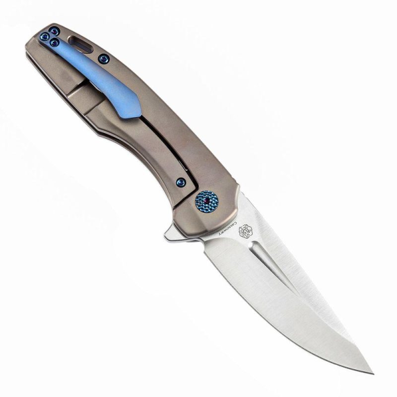 Cassowary Flipper Knife Bronzed Anodized Titanium Handle (2.9” CPM S35VN Blade) Koch Tools -K2065A5 Bronzed Anodized | Folding Pocket Knives