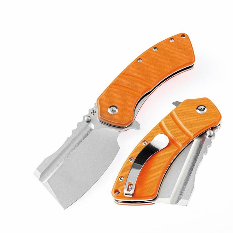 Cleavers XL Korvid T1030A6 Orange G10 Handle Designed by Koch Tools Light Sand | Folding Pocket Knives