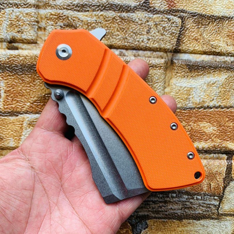 Cleavers XL Korvid T1030A6 Orange G10 Handle Designed by Koch Tools Light Sand | Folding Pocket Knives