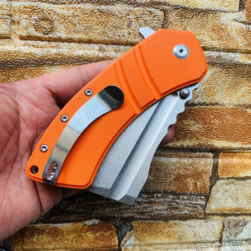 Cleavers XL Korvid T1030A6 Orange G10 Handle Designed by Koch Tools Light Sand | Folding Pocket Knives