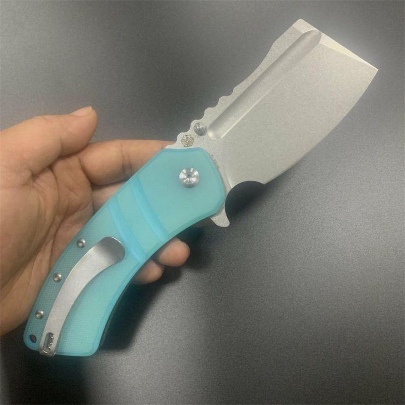 Cleavers XL Korvid T1030A7 Stonewashed 154CM Blade Tiffany blue G10 Handle Designed by Koch Tools Blue | Folding Pocket Knives