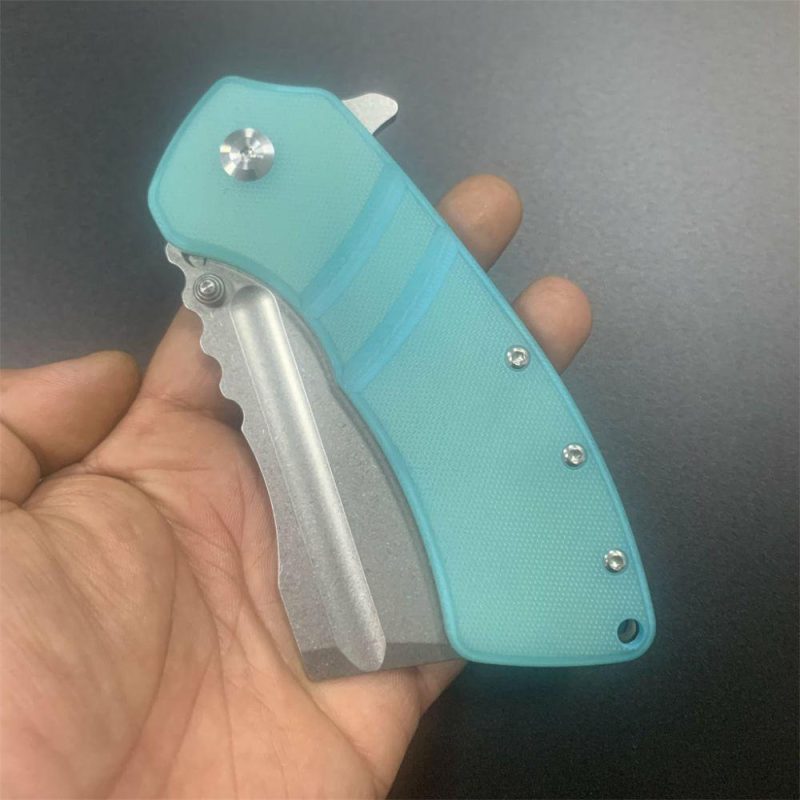 Cleavers XL Korvid T1030A7 Stonewashed 154CM Blade Tiffany blue G10 Handle Designed by Koch Tools Blue | Folding Pocket Knives