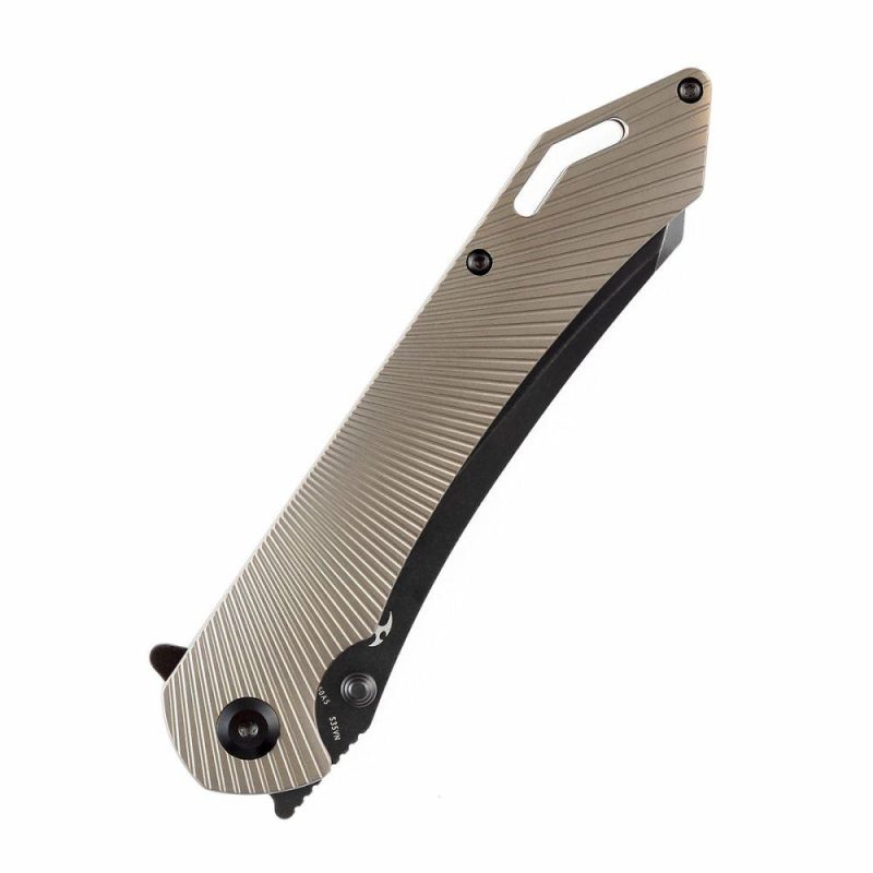 Colibri Tech Flipper/Thumb Hole Knife Bronze Anodized Titanium Handle (4.34” Black CPM-S35VN Blade) Kmaxrom Design -K1060A5 Black/Bronze | Folding Pocket Knives