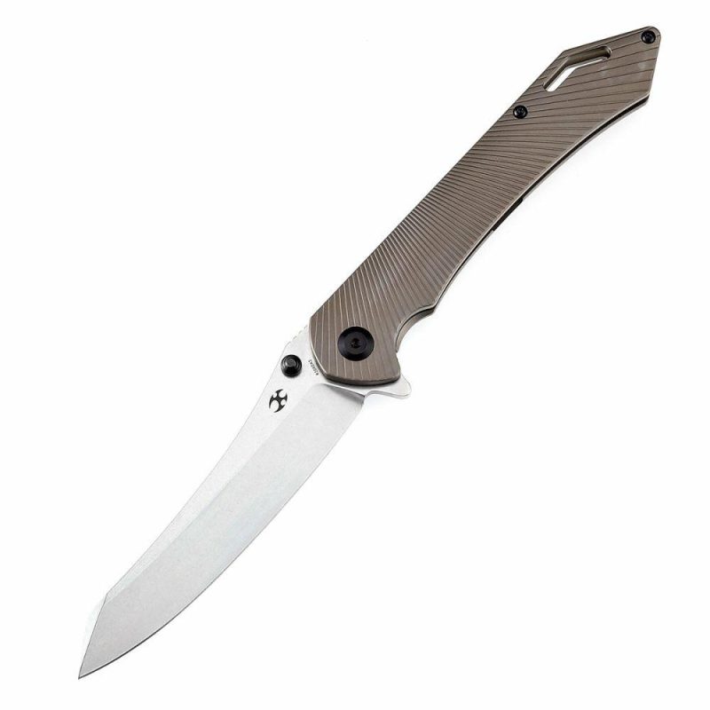 Colibri Tech Flipper/Thumb Hole Knife Bronze Anodized Titanium Handle (4.34” CPM-S35VN Blade) Kmaxrom Design -K1060A2 Bronze | Folding Pocket Knives