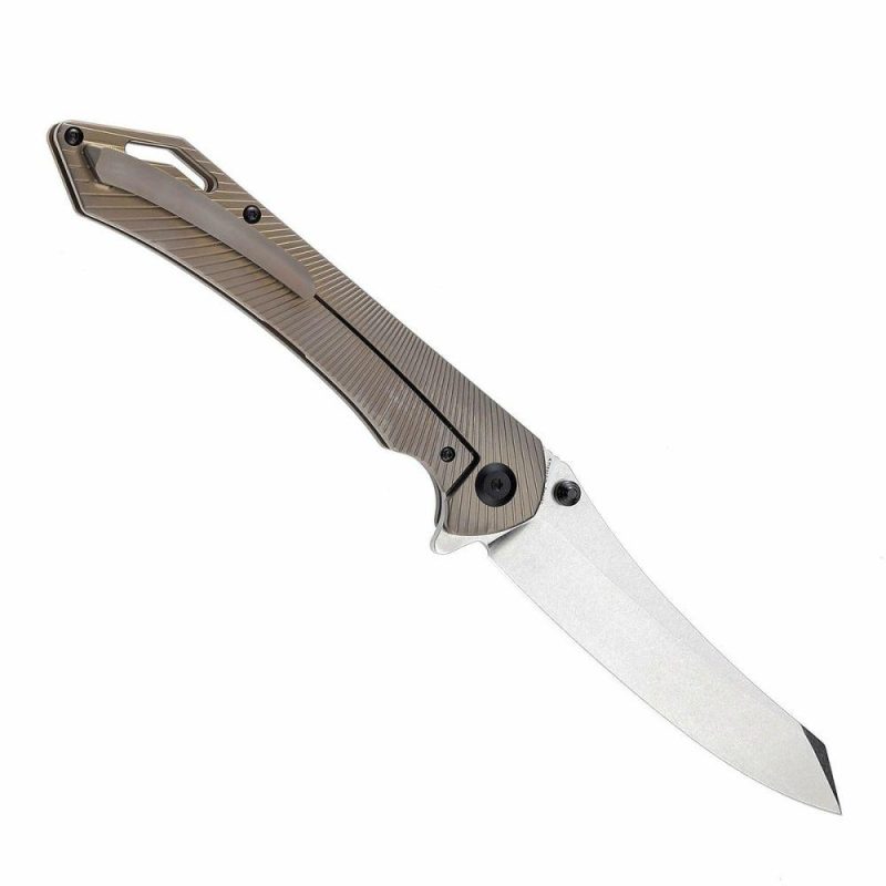 Colibri Tech Flipper/Thumb Hole Knife Bronze Anodized Titanium Handle (4.34” CPM-S35VN Blade) Kmaxrom Design -K1060A2 Bronze | Folding Pocket Knives