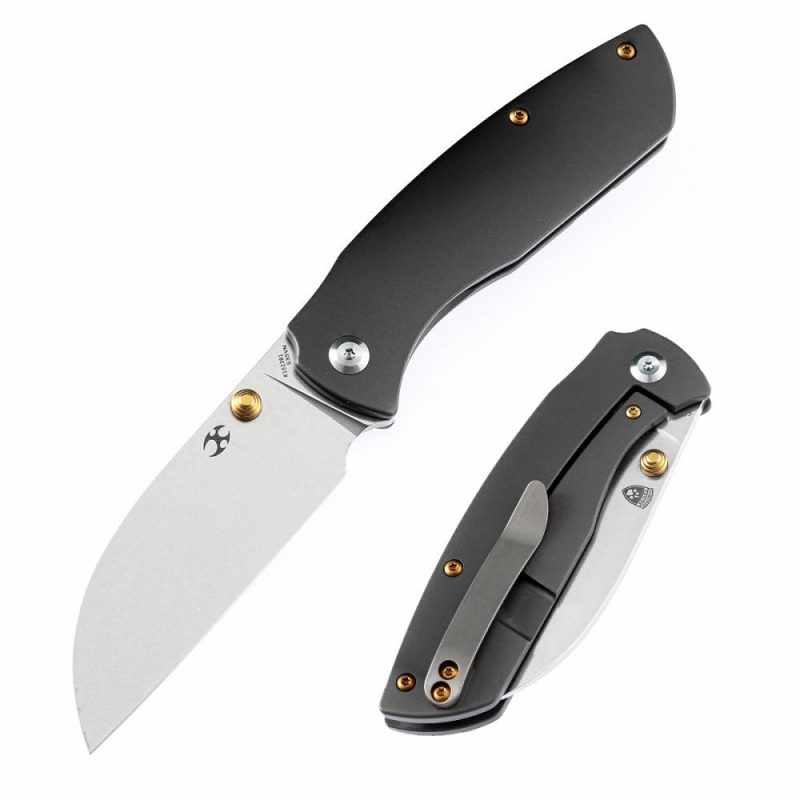 Convict K1023B1 CPM-S35VN Blade Dark Gray Anodized Titanium Handle with Sheepdog Knives Design Dark Gray | Folding Pocket Knives