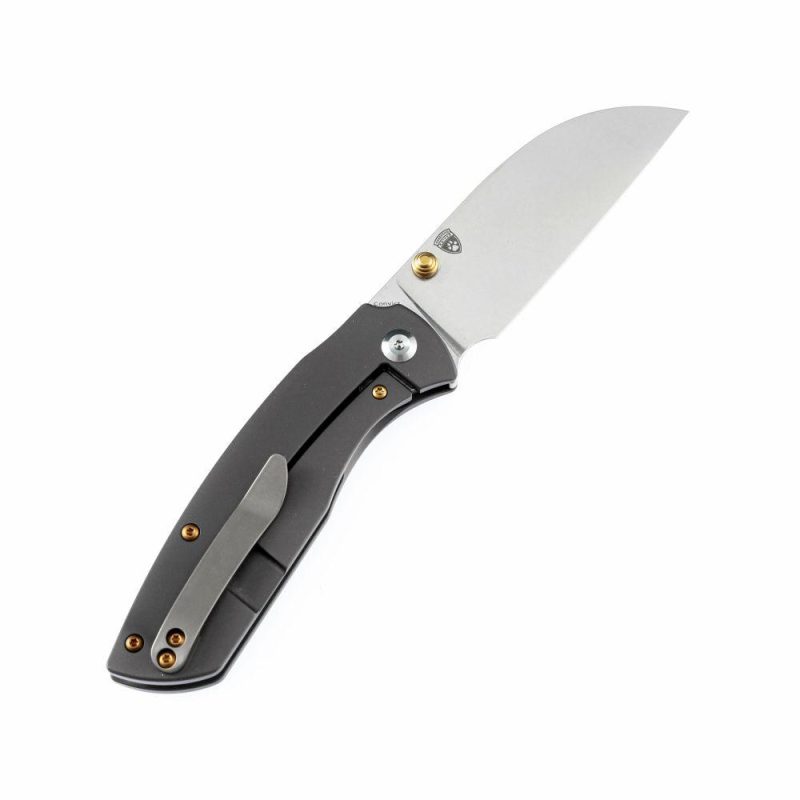 Convict K1023B1 CPM-S35VN Blade Dark Gray Anodized Titanium Handle with Sheepdog Knives Design Dark Gray | Folding Pocket Knives