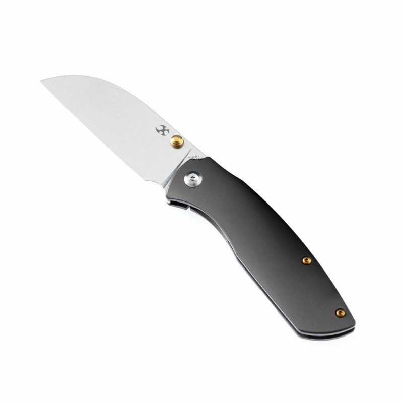 Convict K1023B1 CPM-S35VN Blade Dark Gray Anodized Titanium Handle with Sheepdog Knives Design Dark Gray | Folding Pocket Knives