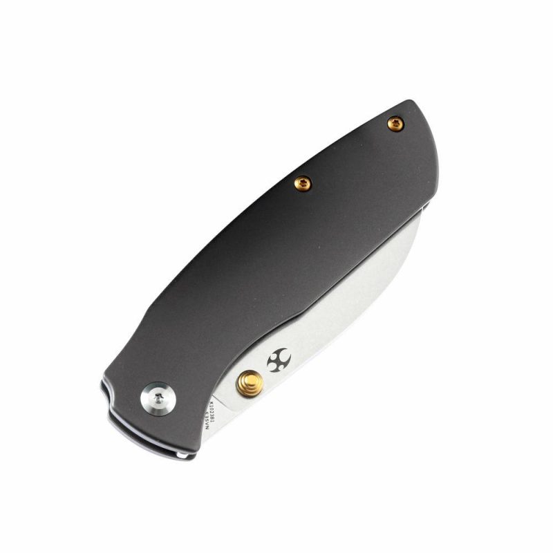 Convict K1023B1 CPM-S35VN Blade Dark Gray Anodized Titanium Handle with Sheepdog Knives Design Dark Gray | Folding Pocket Knives