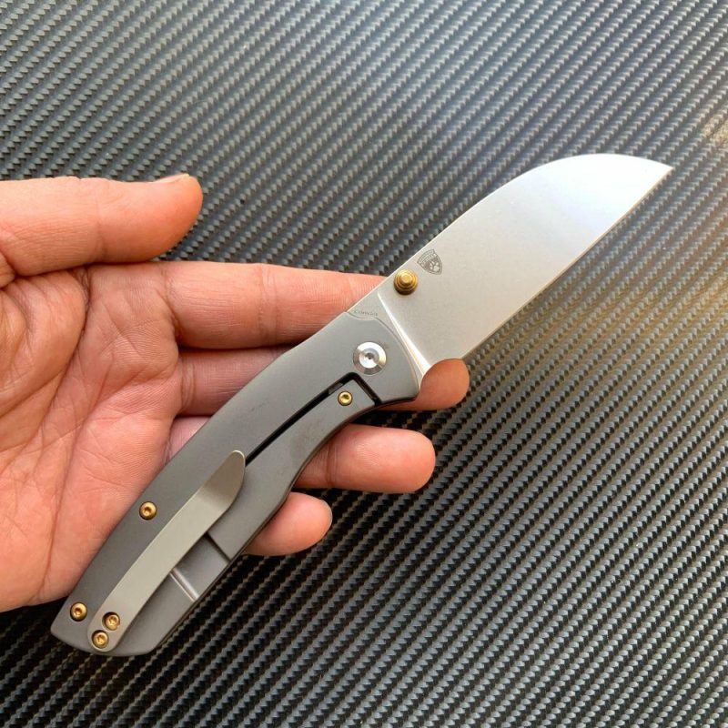 Convict K1023B1 CPM-S35VN Blade Dark Gray Anodized Titanium Handle with Sheepdog Knives Design Dark Gray | Folding Pocket Knives