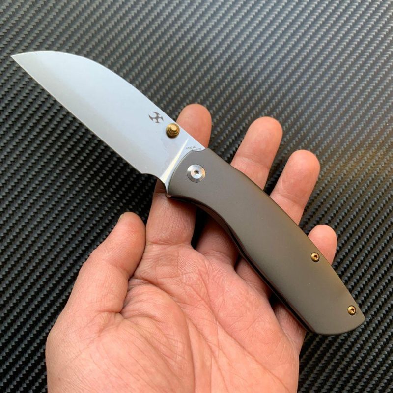 Convict K1023B1 CPM-S35VN Blade Dark Gray Anodized Titanium Handle with Sheepdog Knives Design Dark Gray | Folding Pocket Knives