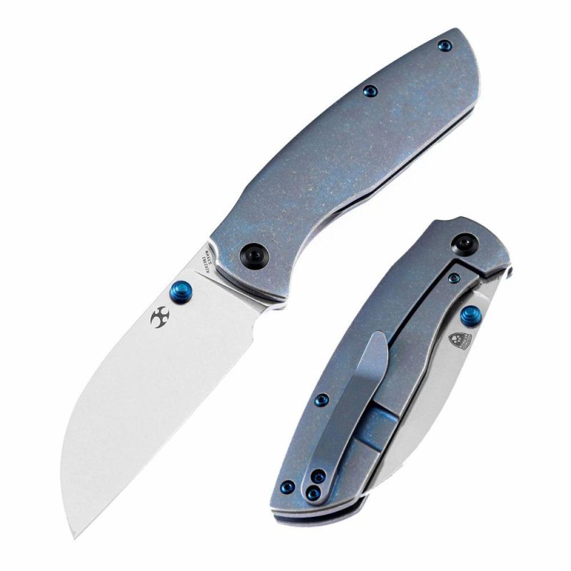 Convict K1023B2 CPM-S35VN Blade Blue Anodized Titanium Handle Handle with Sheepdog Knives Design Blue | Folding Pocket Knives