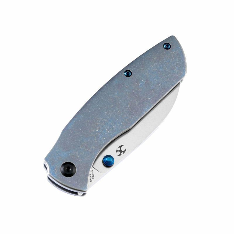 Convict K1023B2 CPM-S35VN Blade Blue Anodized Titanium Handle Handle with Sheepdog Knives Design Blue | Folding Pocket Knives