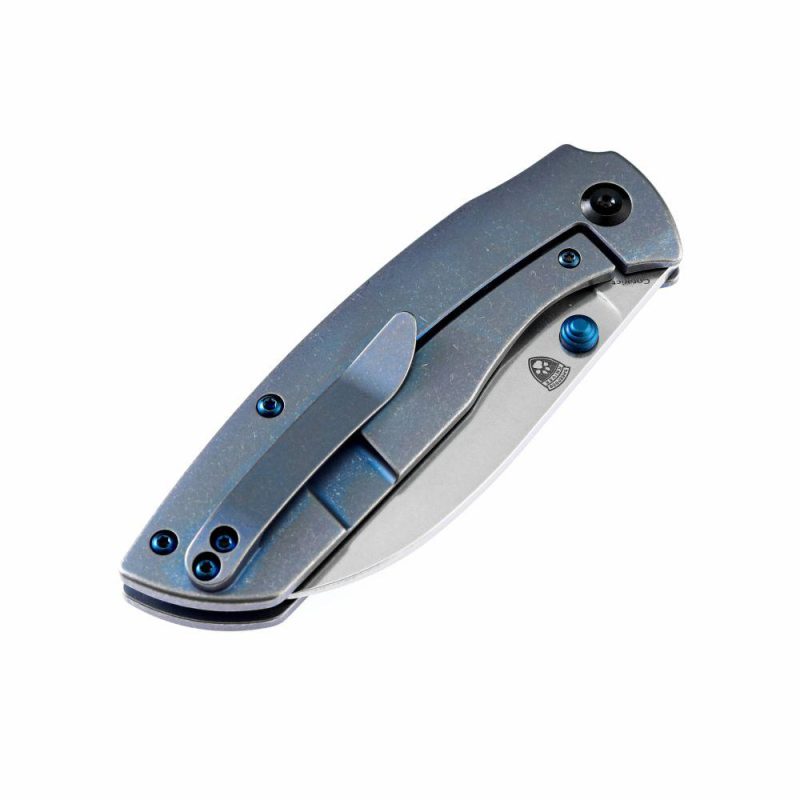 Convict K1023B2 CPM-S35VN Blade Blue Anodized Titanium Handle Handle with Sheepdog Knives Design Blue | Folding Pocket Knives