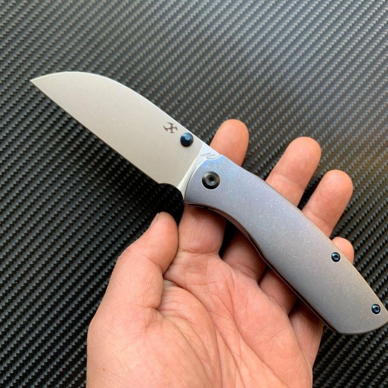 Convict K1023B2 CPM-S35VN Blade Blue Anodized Titanium Handle Handle with Sheepdog Knives Design Blue | Folding Pocket Knives