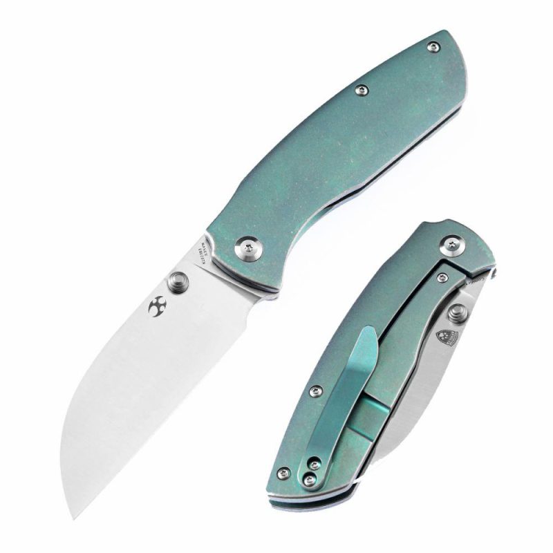 Convict K1023B3 CPM-S35VN Blade Green Anodized Titanium Handle with Sheepdog Knives Design Green | Folding Pocket Knives