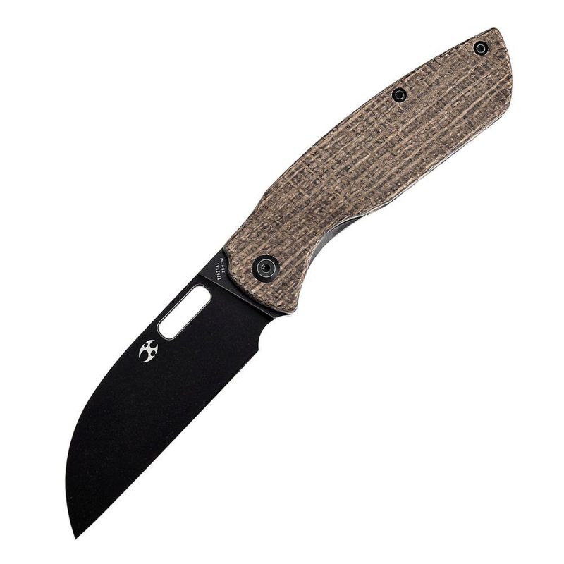 Convict T1023A1 Black Stonewashed 154CM Brown Micarta Handle with Sheepdog Knives Design Brown | Folding Pocket Knives