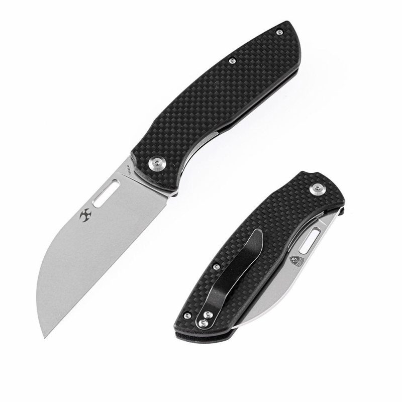 Convict T1023A2 Stonewashed 154CM Black Carbon Fiber Handle with Sheepdog Knives Design Black | Folding Pocket Knives