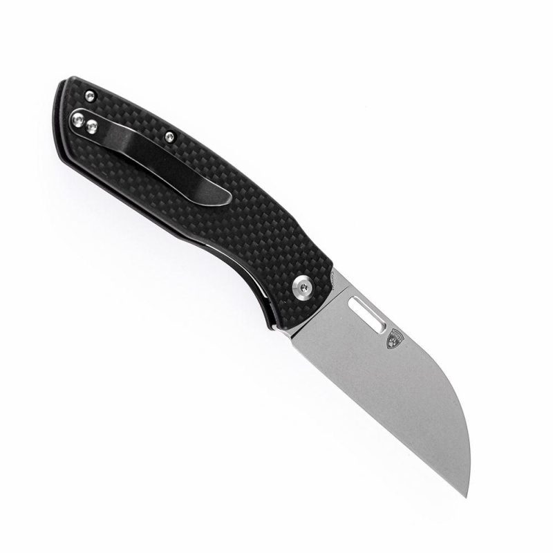 Convict T1023A2 Stonewashed 154CM Black Carbon Fiber Handle with Sheepdog Knives Design Black | Folding Pocket Knives