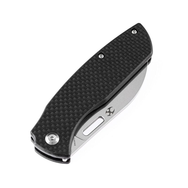 Convict T1023A2 Stonewashed 154CM Black Carbon Fiber Handle with Sheepdog Knives Design Black | Folding Pocket Knives