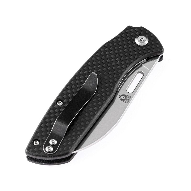 Convict T1023A2 Stonewashed 154CM Black Carbon Fiber Handle with Sheepdog Knives Design Black | Folding Pocket Knives