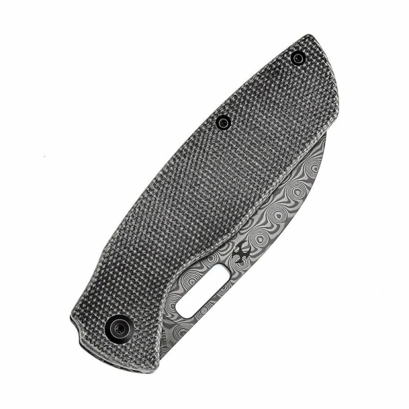 Convict Thumb Hole Knife Black Micarta Handle (3.3”DmascusBlade) Sheepdog Knives-K1023D1 Black | Folding Pocket Knives