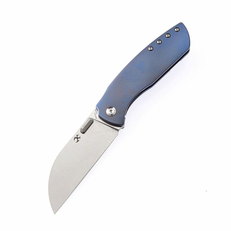 Convict Thumb Studs Knife Blue Titanium Handle(3.3” CPM-S35VN Blade)Sheepdog Knives Design-K1023A3 Blue | Folding Pocket Knives